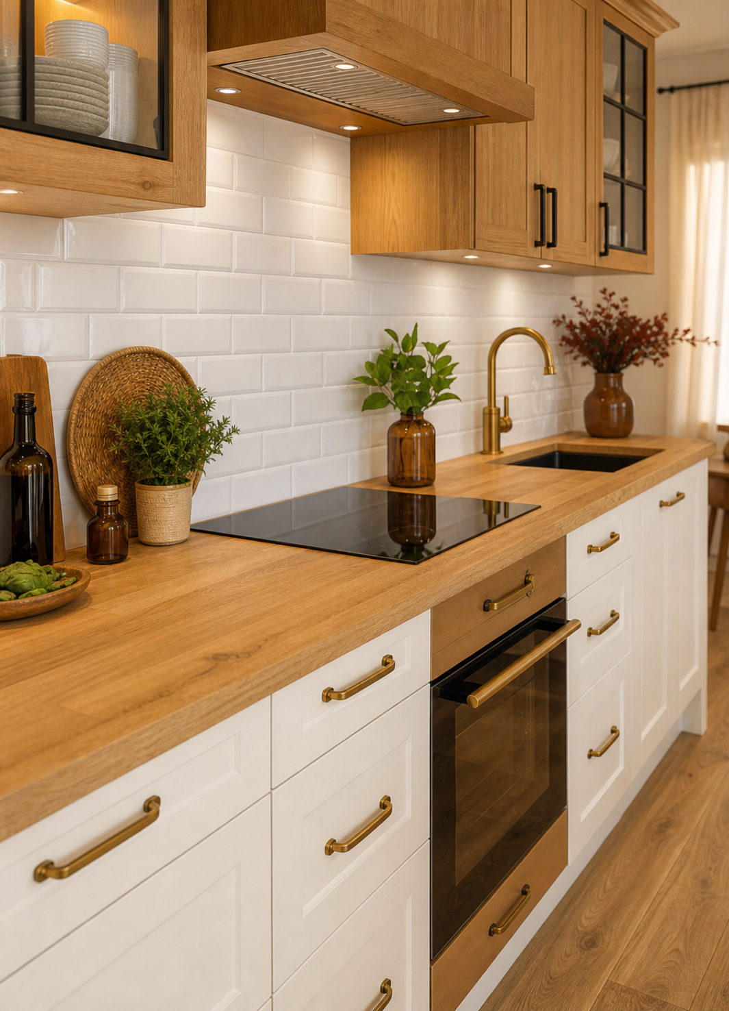 Modern luxury kitchen with warm accents